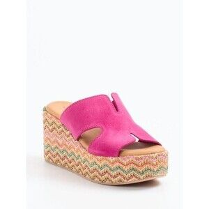Indigo Rd. Women's Wabian Wedge Sandals  Platform Pink Faux Suede 9.5M